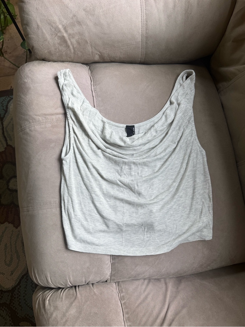 bobi Light Gray Ribbed Cowl Neck Tank-NWT